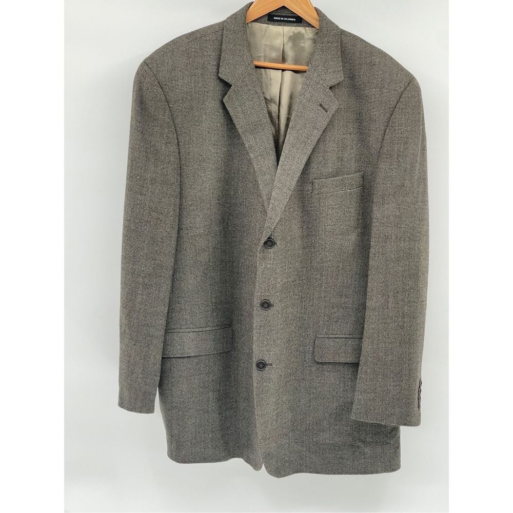 Calvin Klein Blazer Sport Coat Suit Jacket Men Size‎ 48 L Brown Tweed Wool